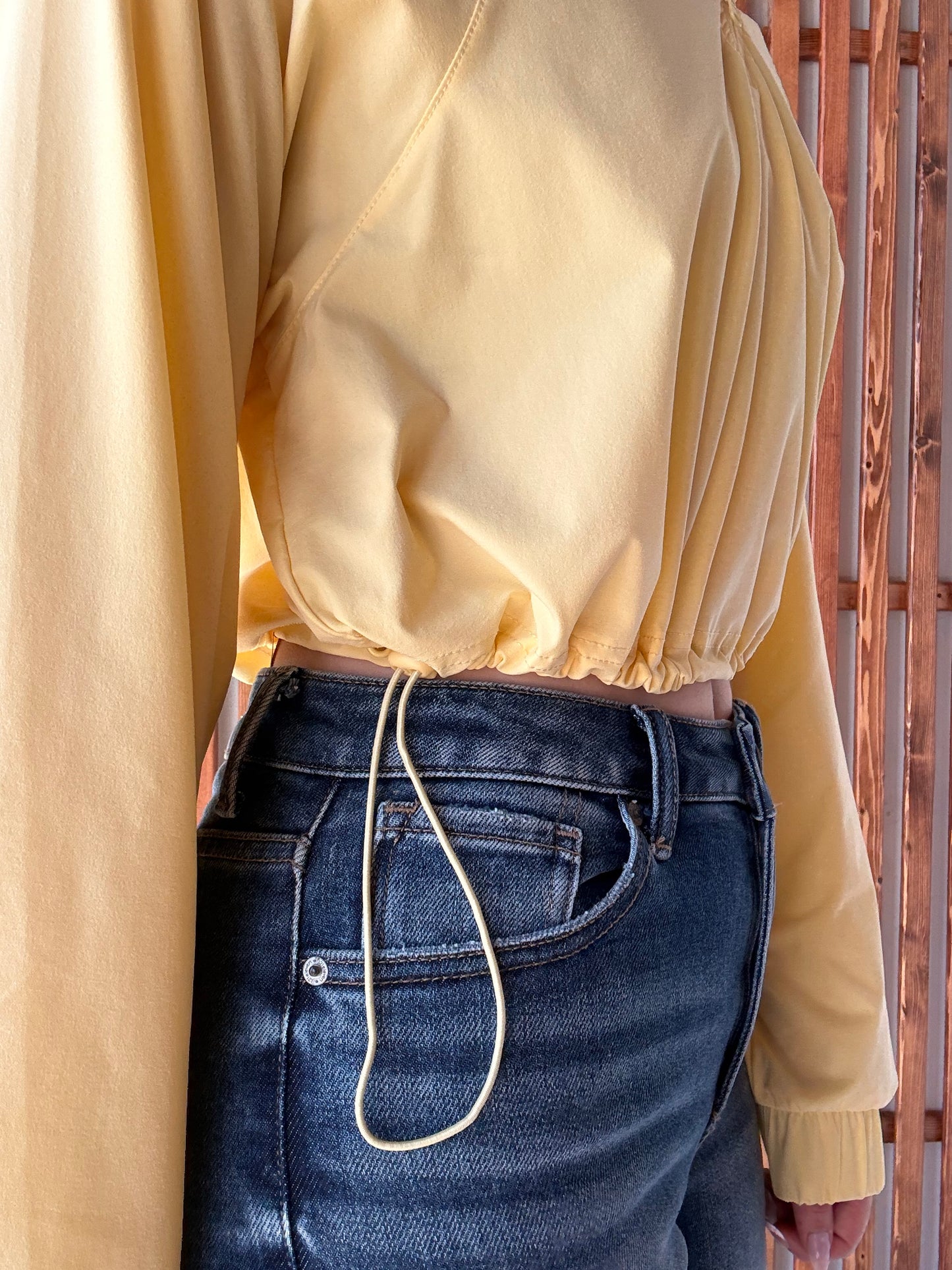 Drawstring Waist Quarter Zip - Butter