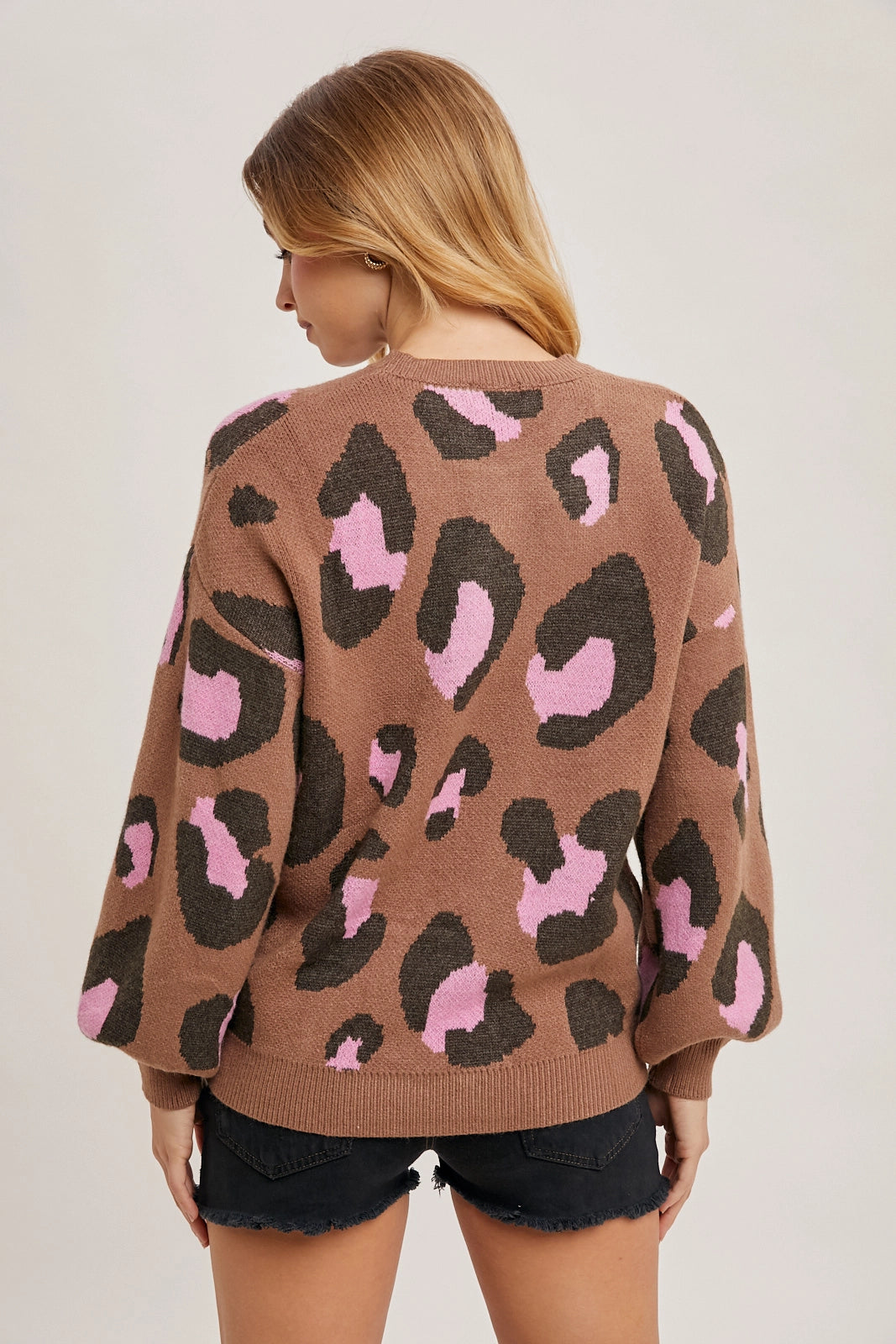 Mocha & Pink Leopard Sweater