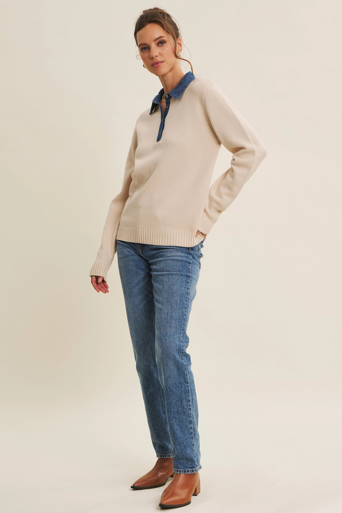 Classic Yet Endlessly Wearable Henley Sweater - Ecru