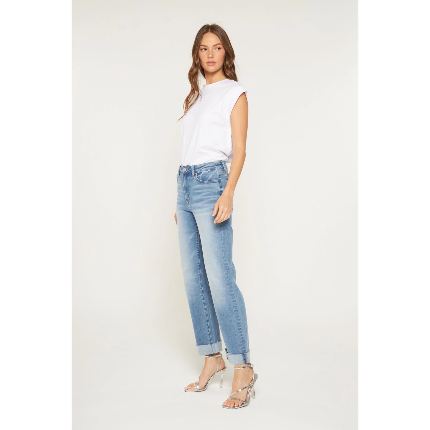 Shea HR Straight Leg Cuffed Hem Mica Jeans