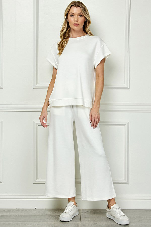 Short Sleeve Soft Lounge Top - Cream