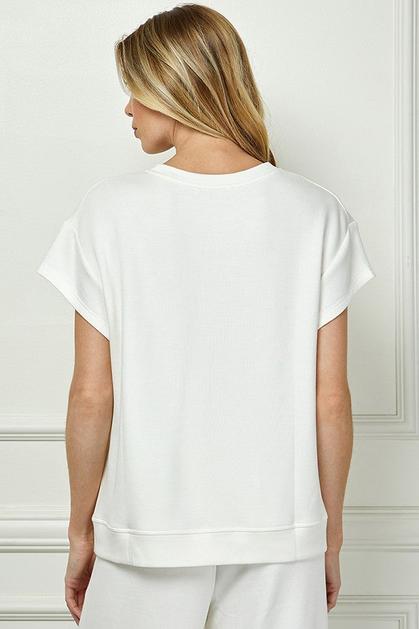Short Sleeve Soft Lounge Top - Cream