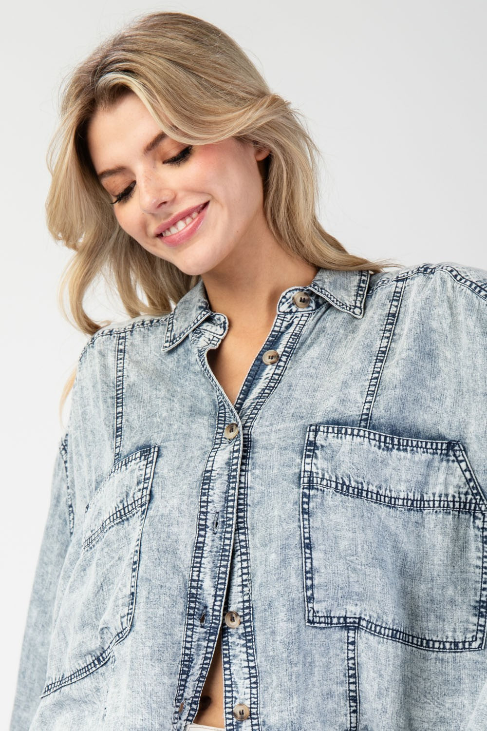 Snow Washed Button Down Jacket