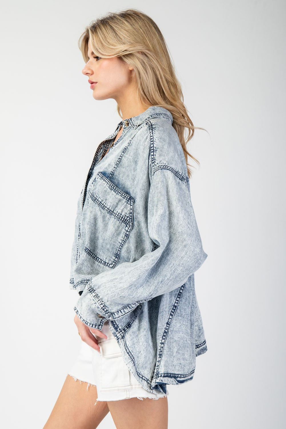 Snow Washed Button Down Jacket