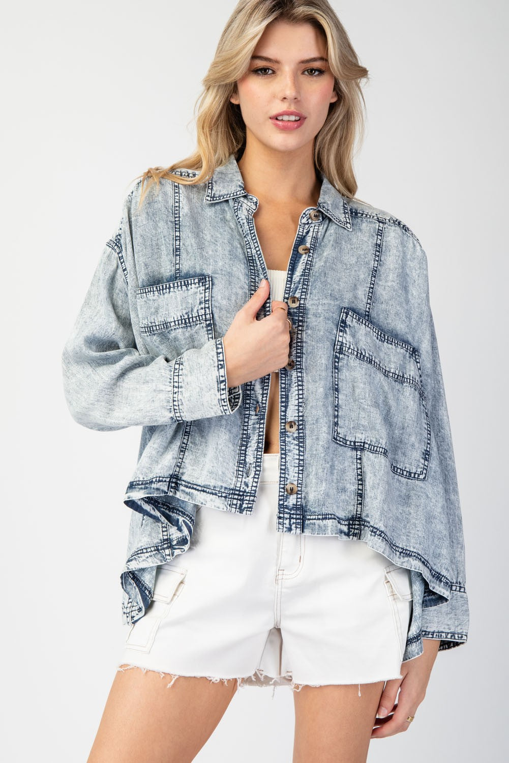 Snow Washed Button Down Jacket