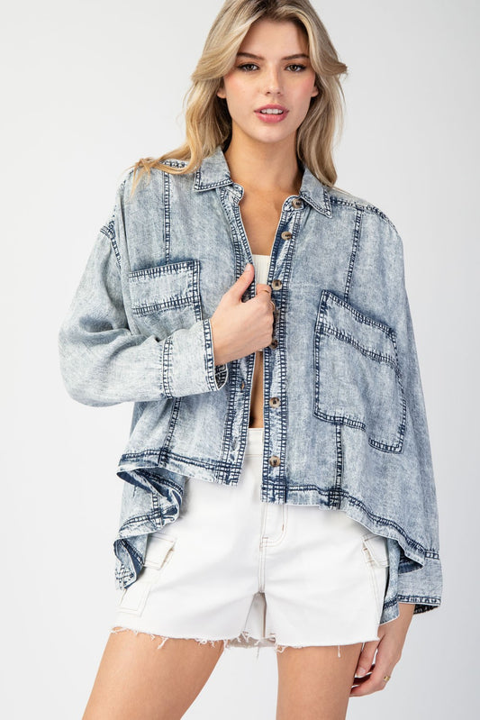 Snow Washed Button Down Jacket