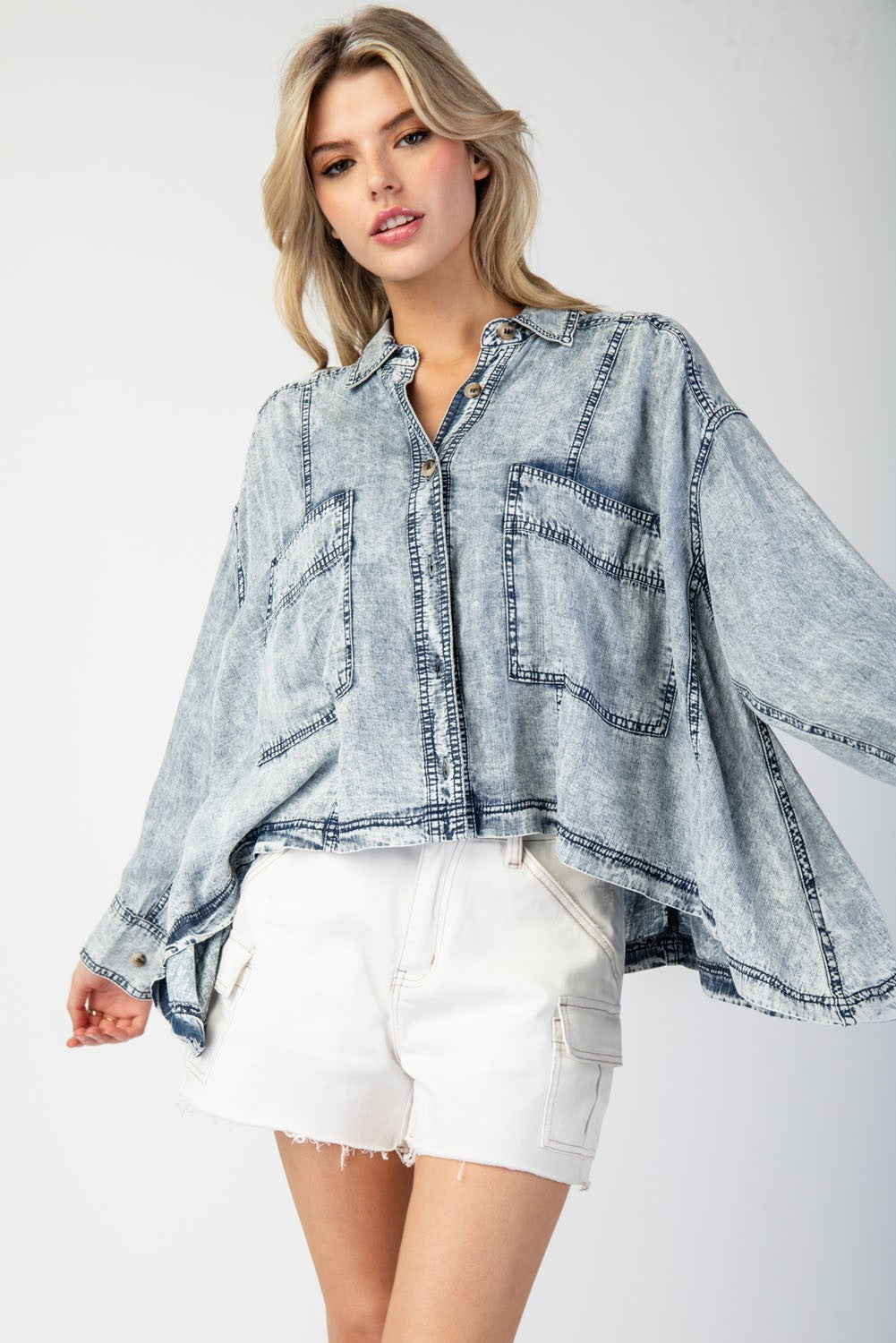 Snow Washed Button Down Jacket