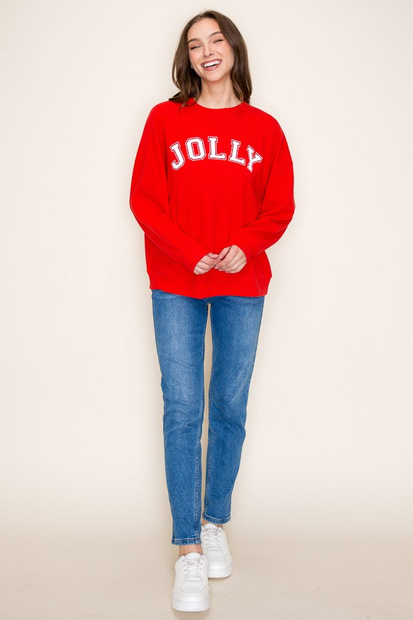 Jolly Cloudy Knit Pullover - Red