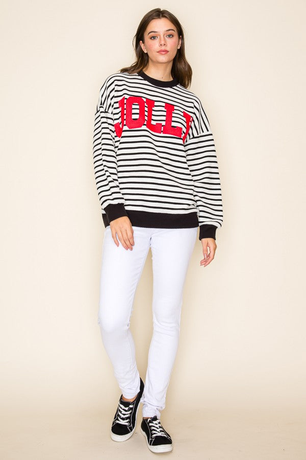 Jolly Stripe Cloudy Knit Pullover - Ivory/Black