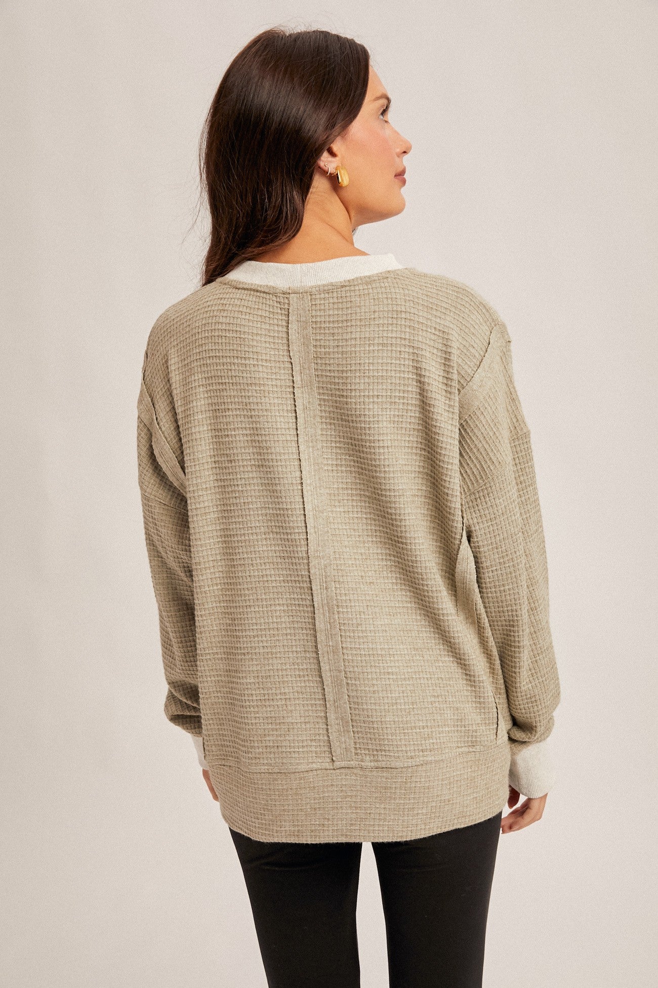 Brush Thermal Crew Neck Oversized Pullover - Olive
