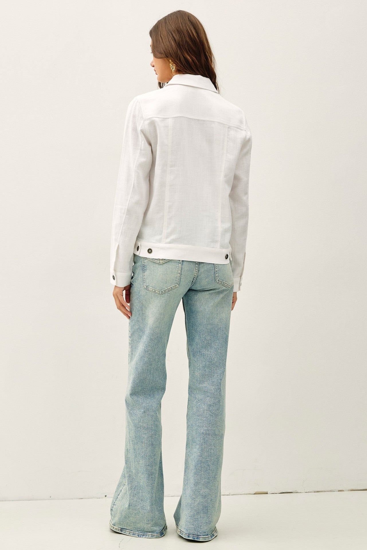 Lightweight Linen Blend Jacket - Off White