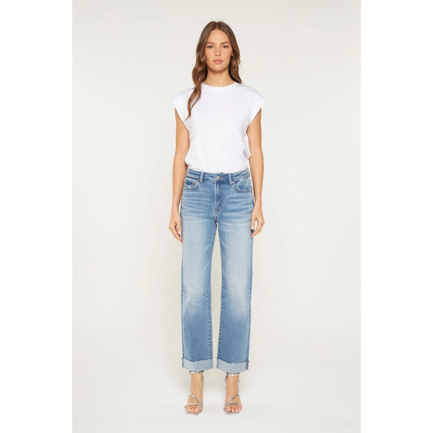 Shea HR Straight Leg Cuffed Hem Mica Jeans