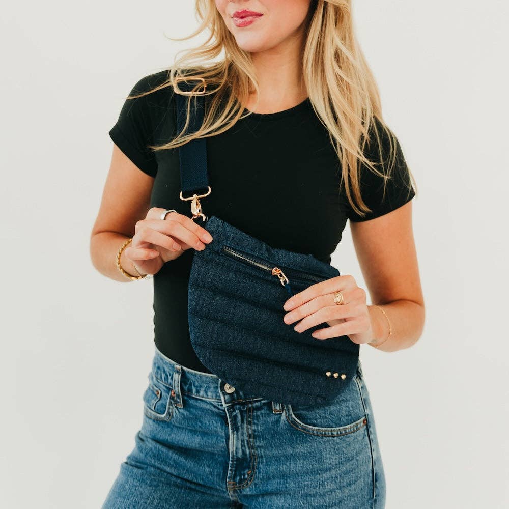 Jolie Puffer Bum Bag: Dark Denim