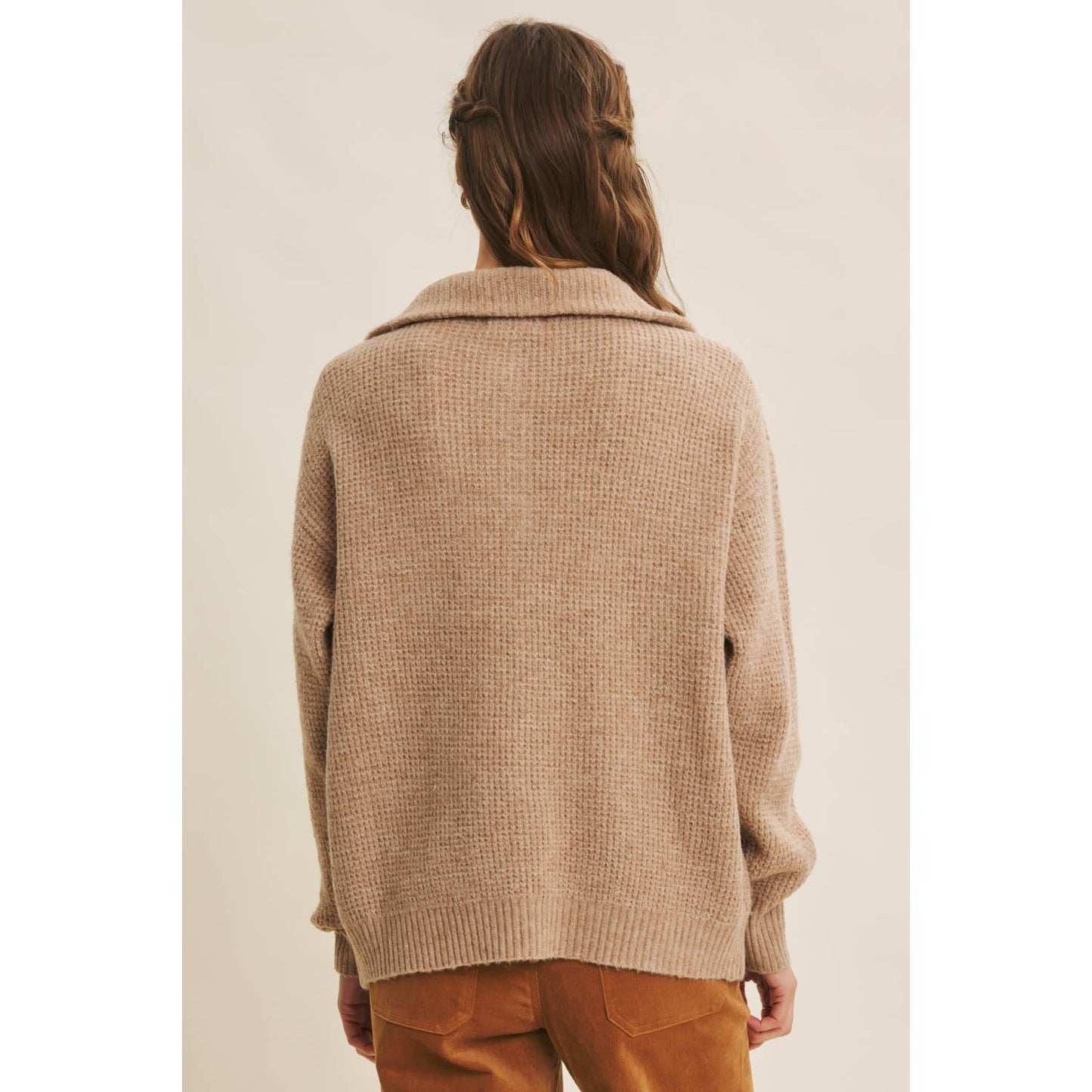 Essential Wool Waffle Knit Pullover - Toffee