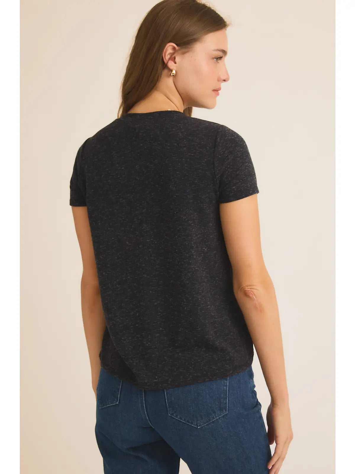 Front Twist Short Sleeve Top - Black