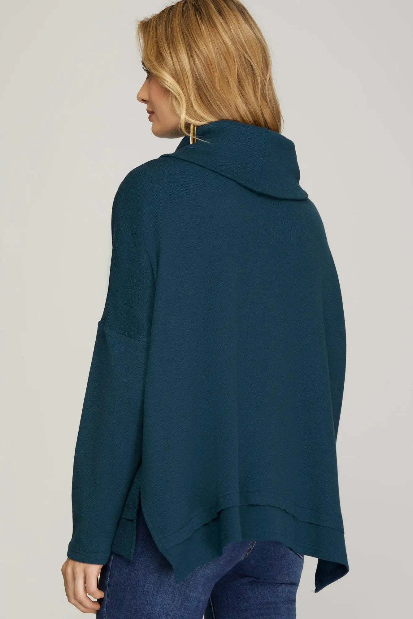 Cozy Long Sleeve Knit Turtleneck - Teal