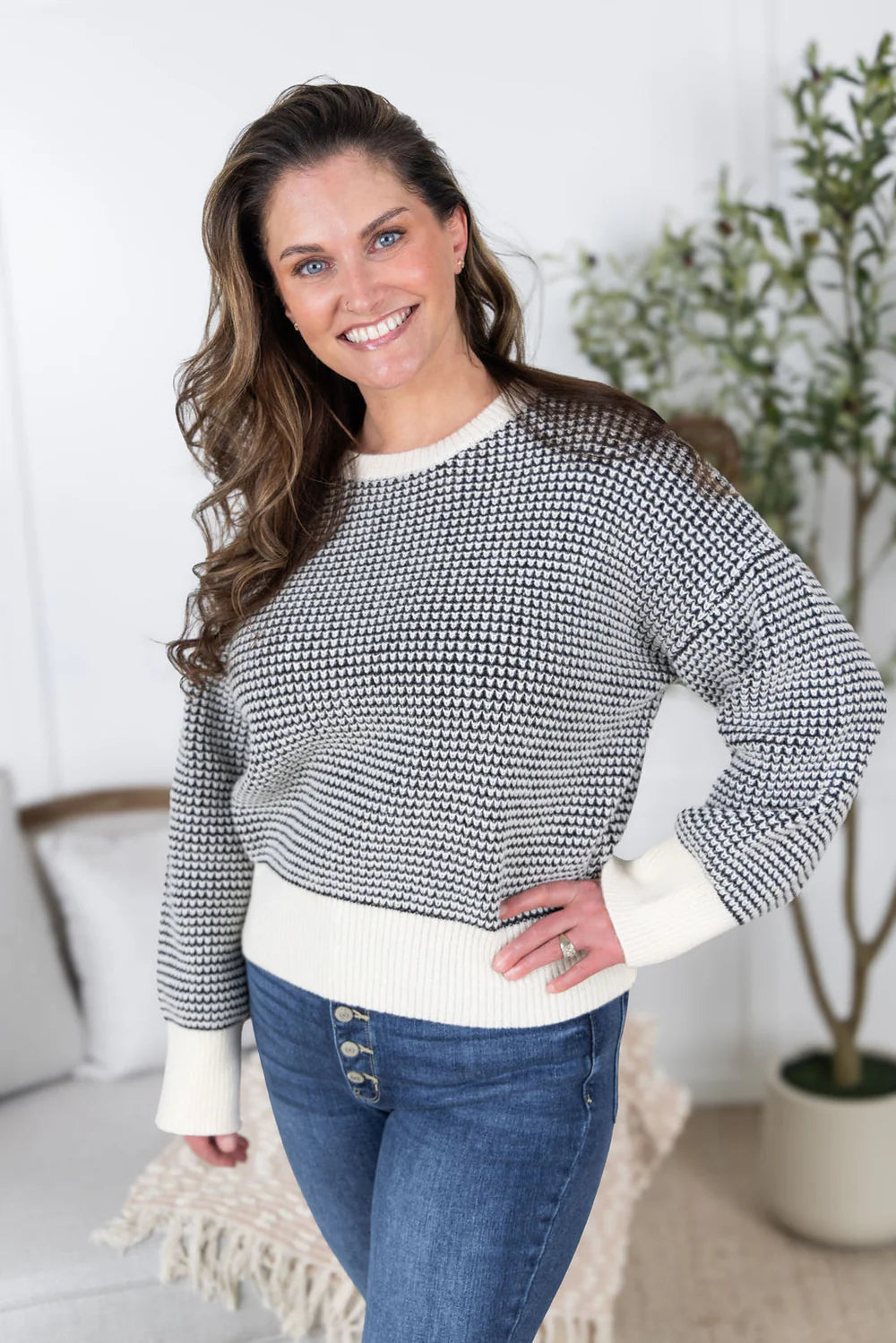 Charlotte Sweater - Black and Cream
