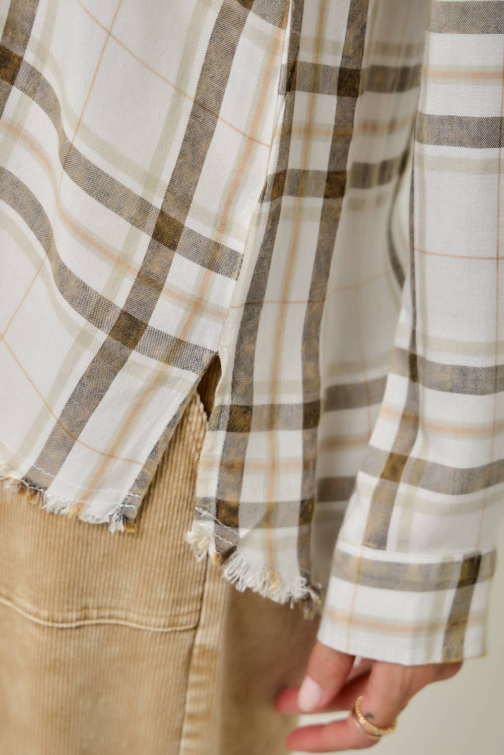 Washed Plaid Button Down Shirt: Vintage White