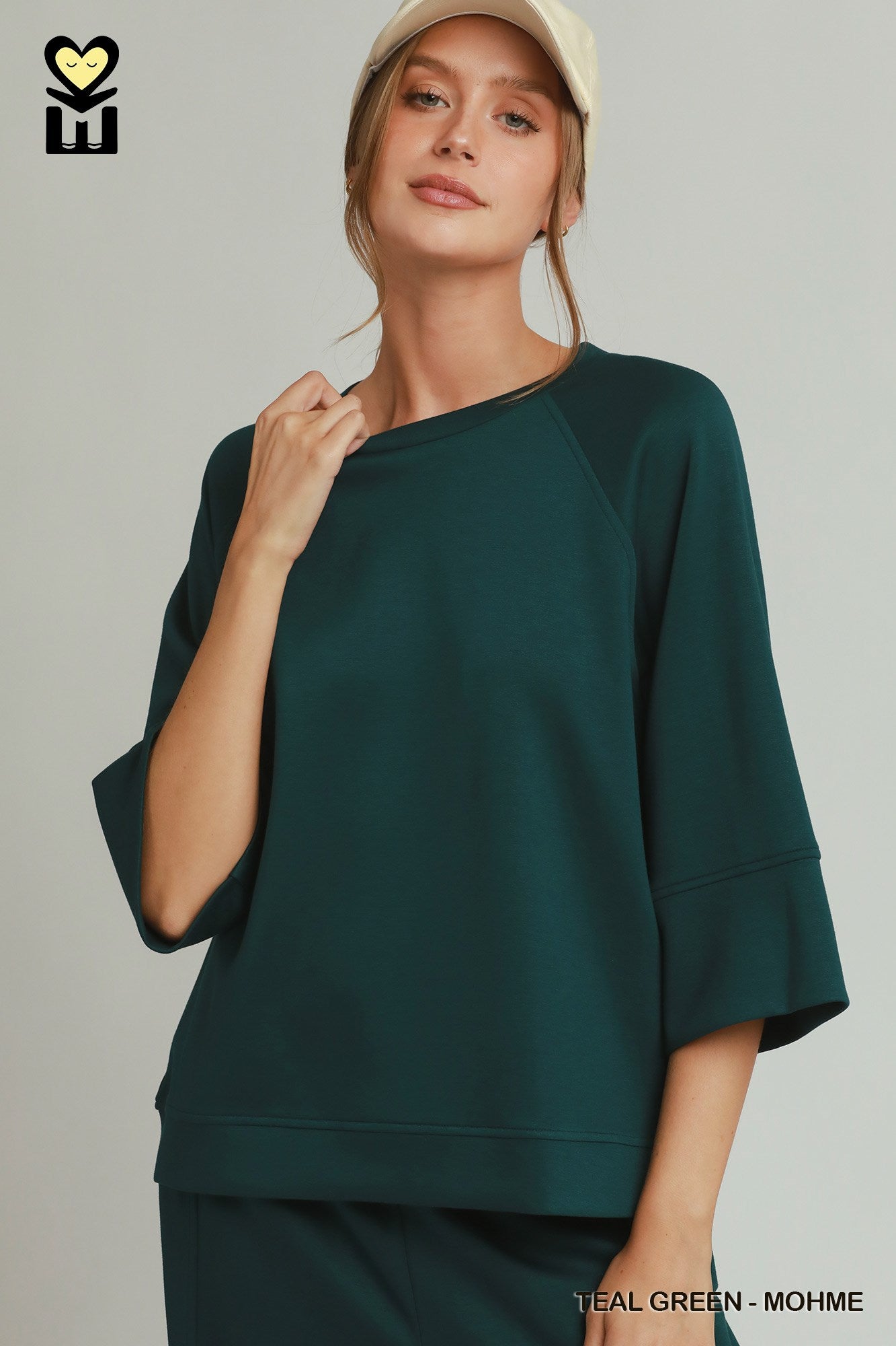 Teal Green 3/4 Sleeve Lux Knit