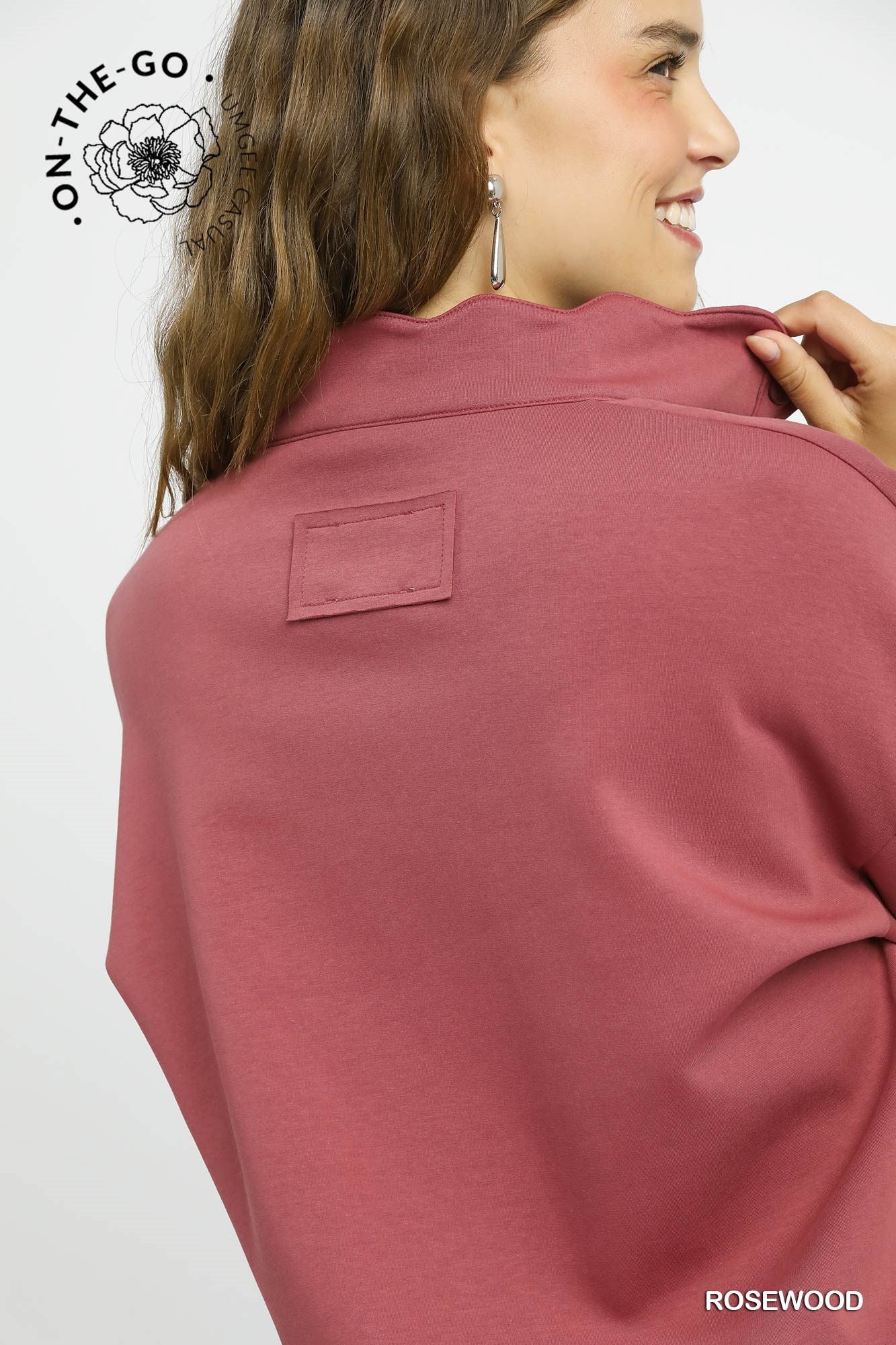 Luxeknit Scallop Hem Snap Pullover - Rosewood