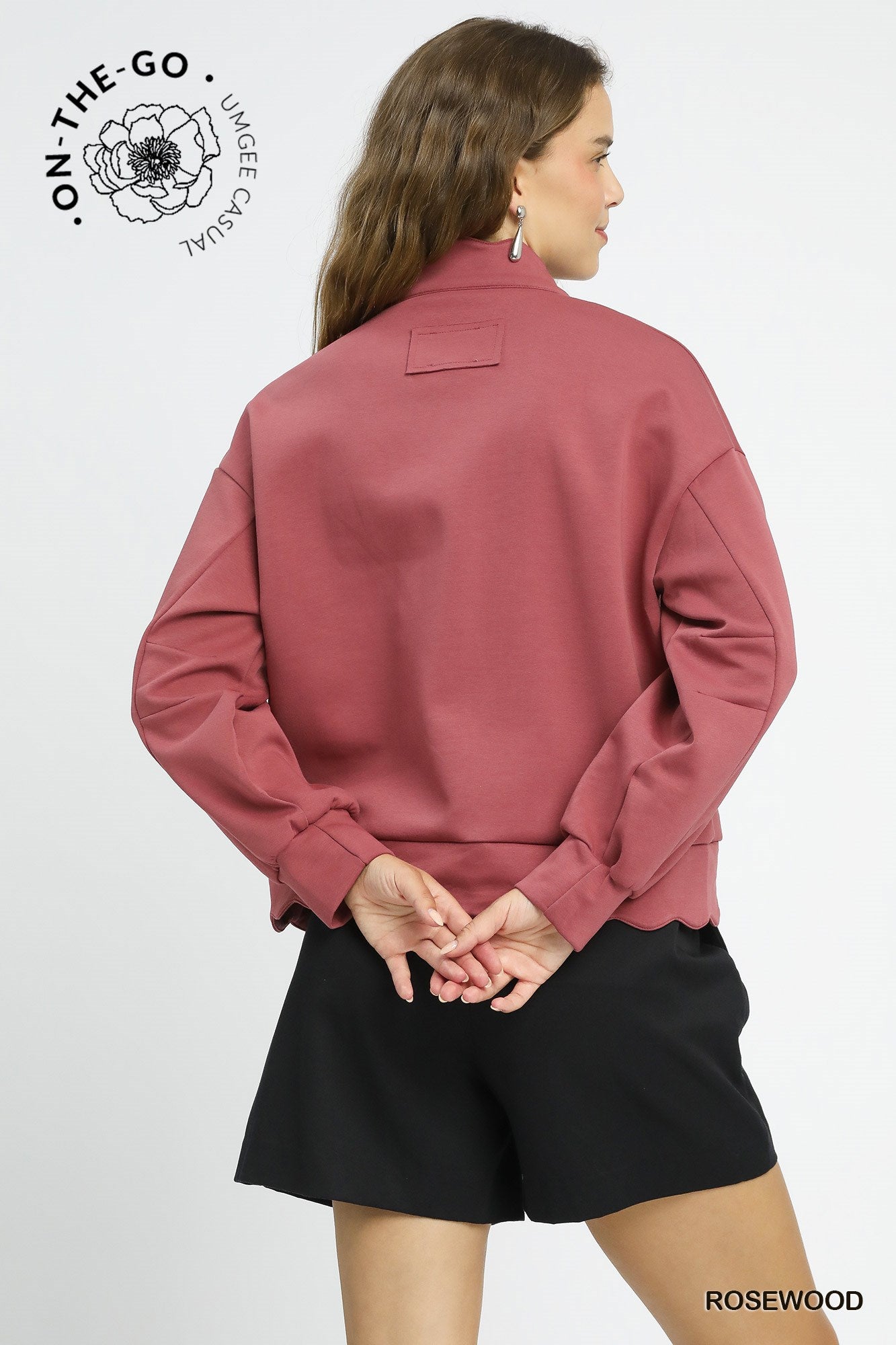 Luxeknit Scallop Hem Snap Pullover - Rosewood