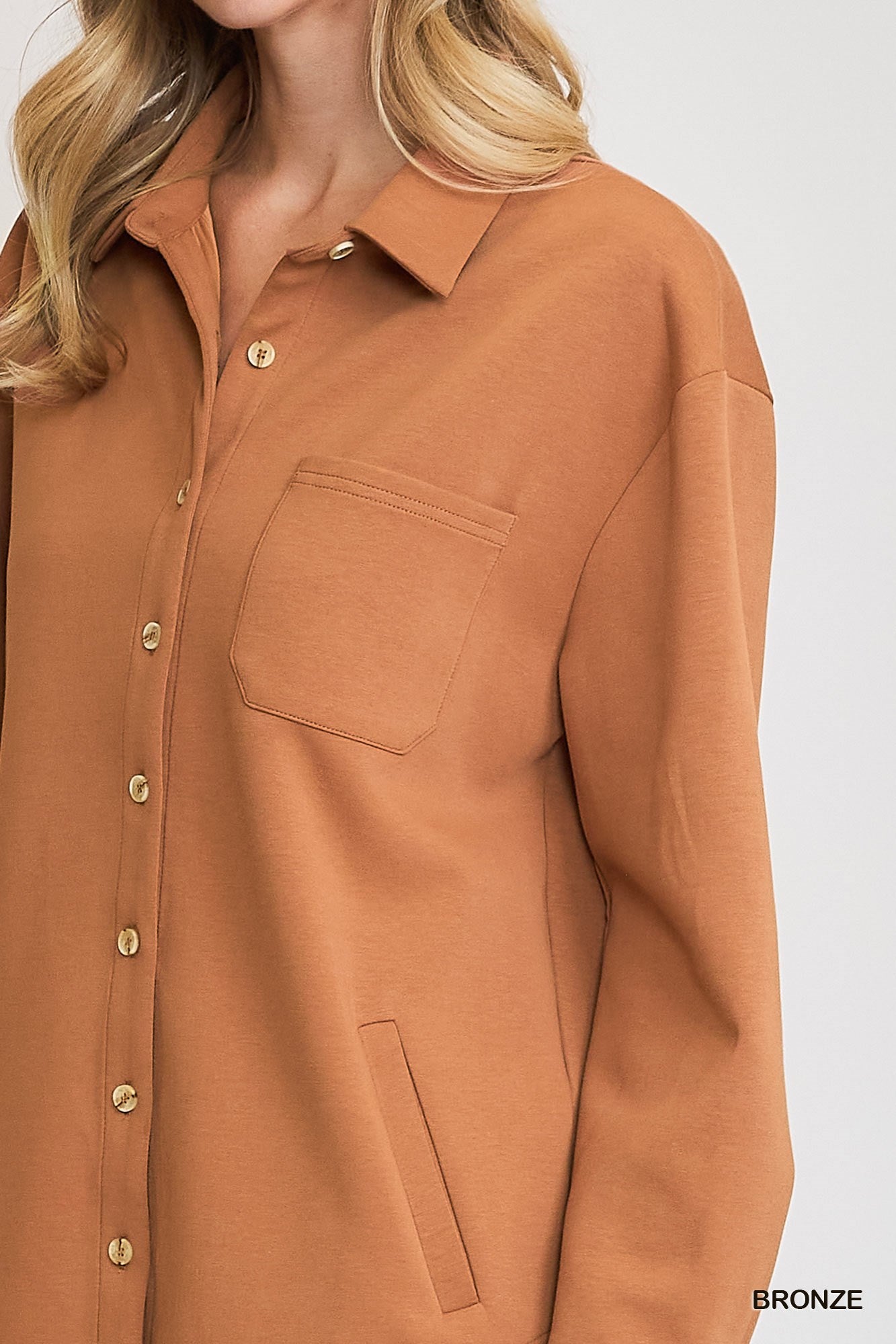 Luxeknit Oversized Shirt Jacket - Bronze