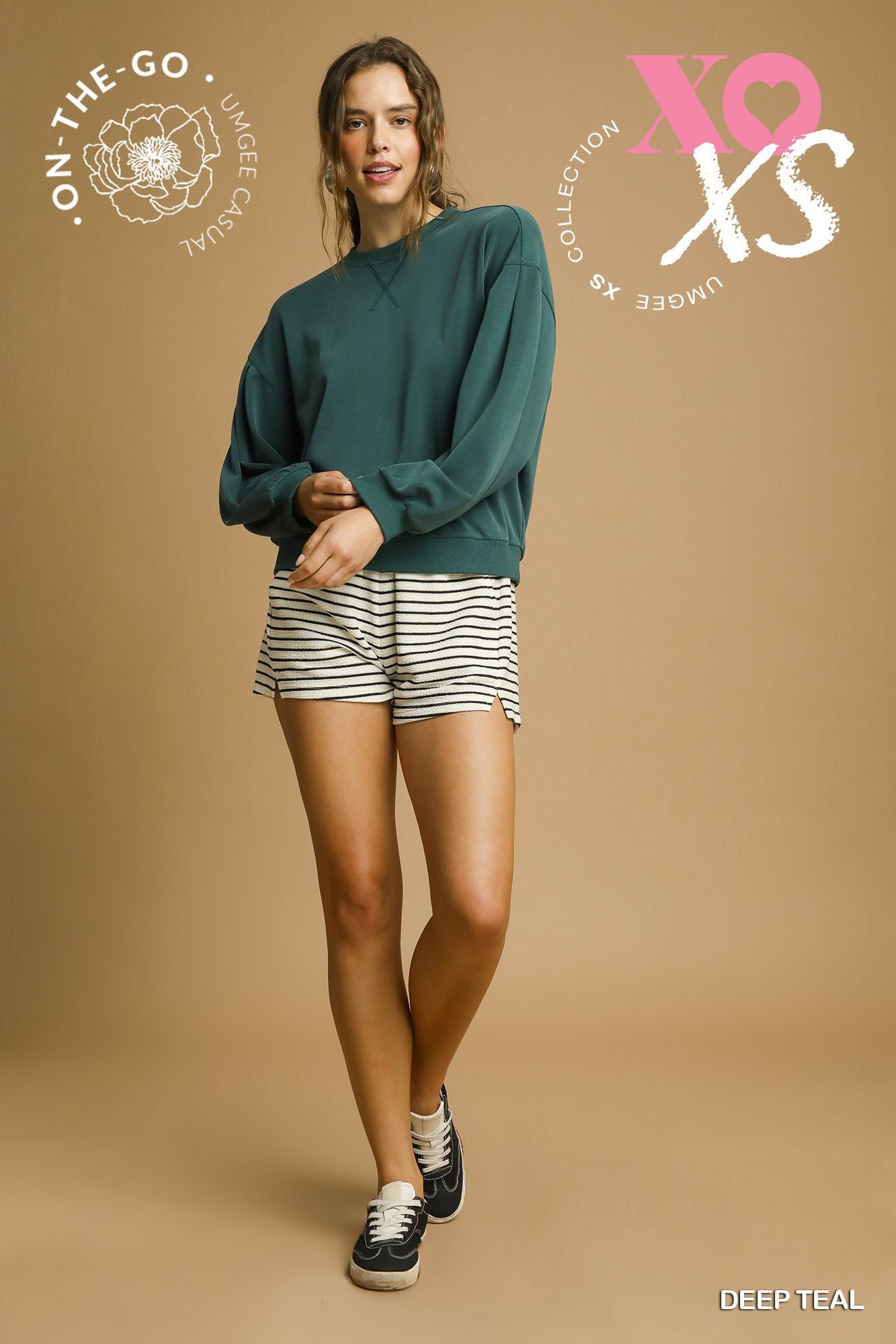 Cupro Long Sleeve Crew Neck Top - Deep Teal