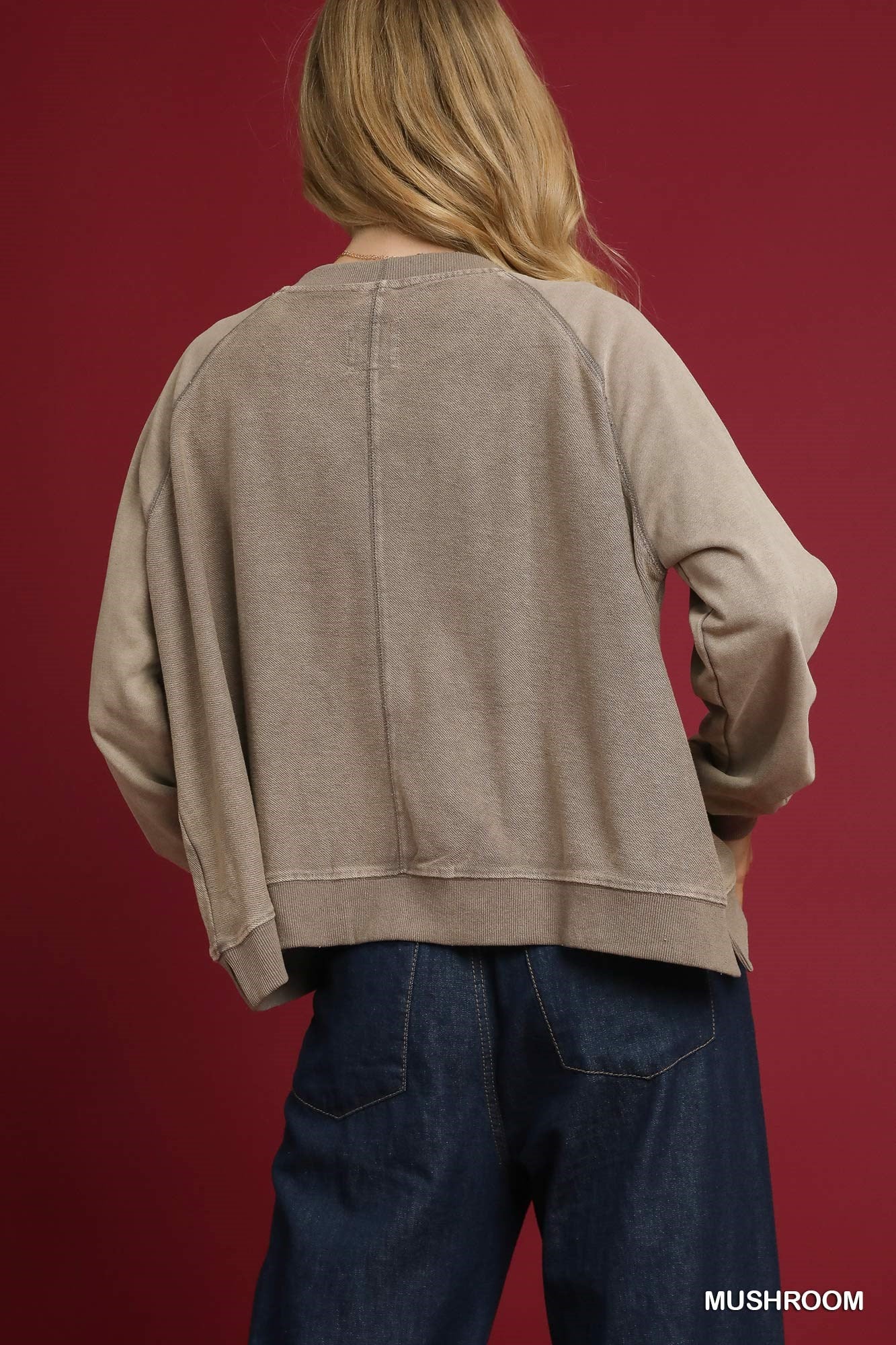 Mineral Wash French Terry Sweatshirt - Mushroom
