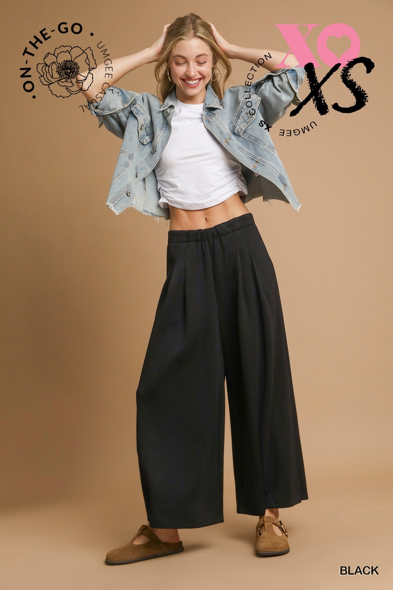 Wide Leg Lounge Pants with Pockets - Black