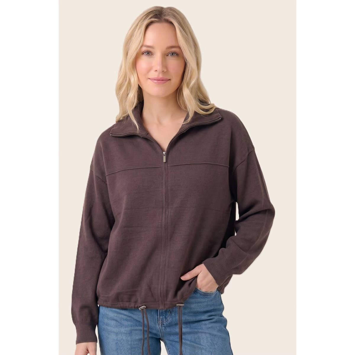 Mock Neck Sweater Jacket