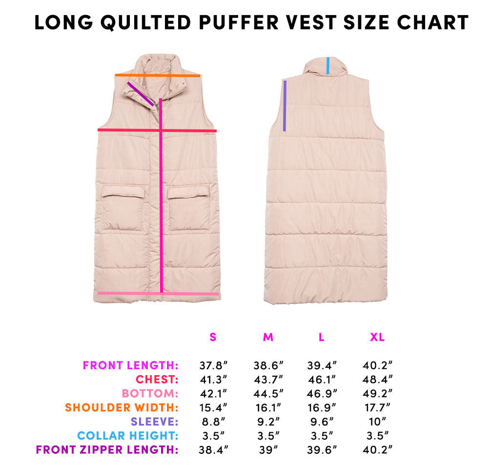 Black Long Quilted Puffer Vest
