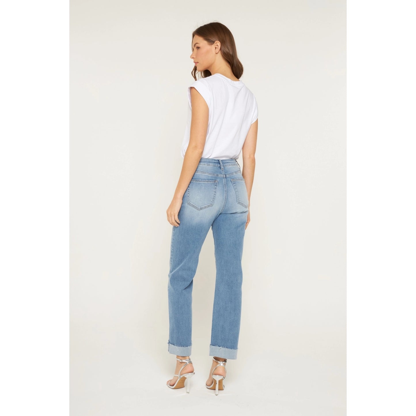Shea HR Straight Leg Cuffed Hem Mica Jeans