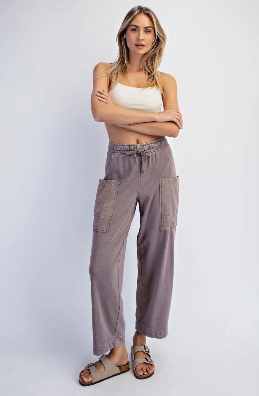 Terry Contrast Pocket Pant: Mocha