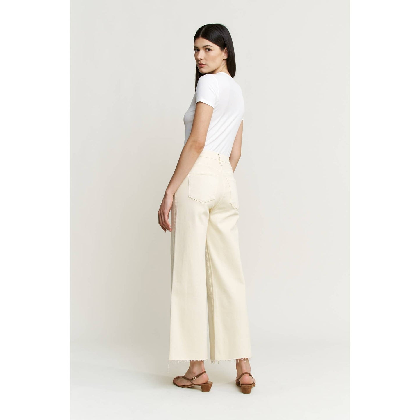 Sandwisp High Wide Crop Raw Hem Mica Jeans