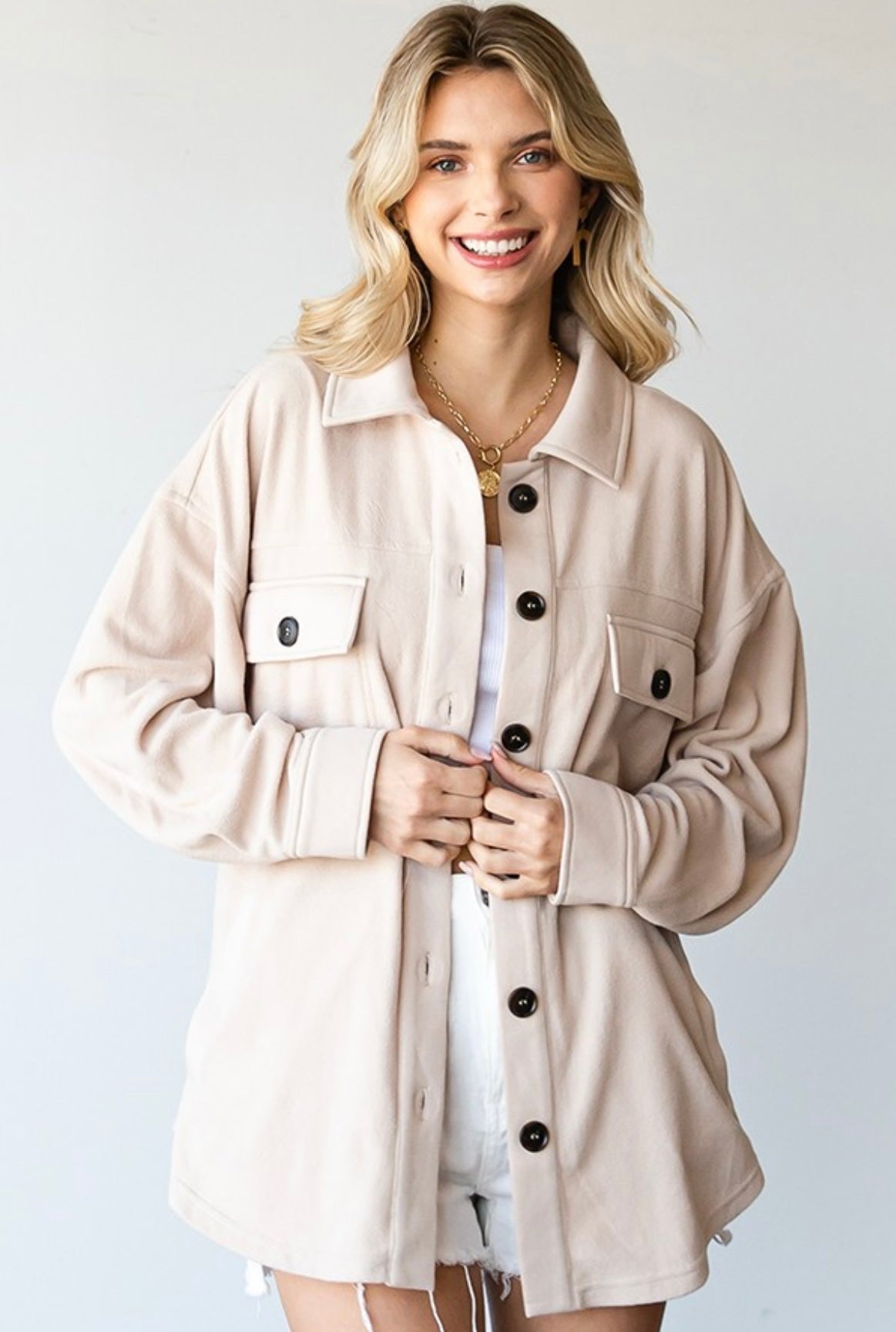 Cream First Fleece Shacket
