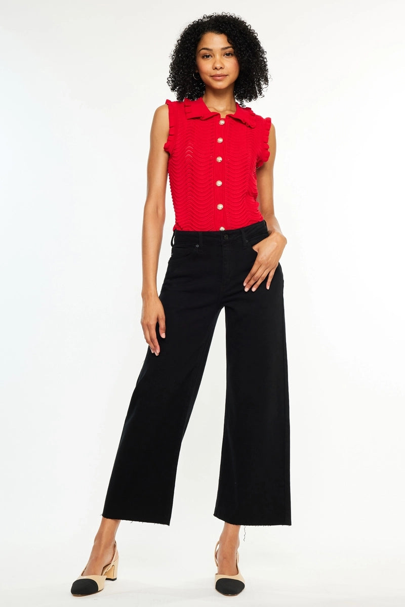Eve Black HR Crop Wide Leg KanCan Jeans
