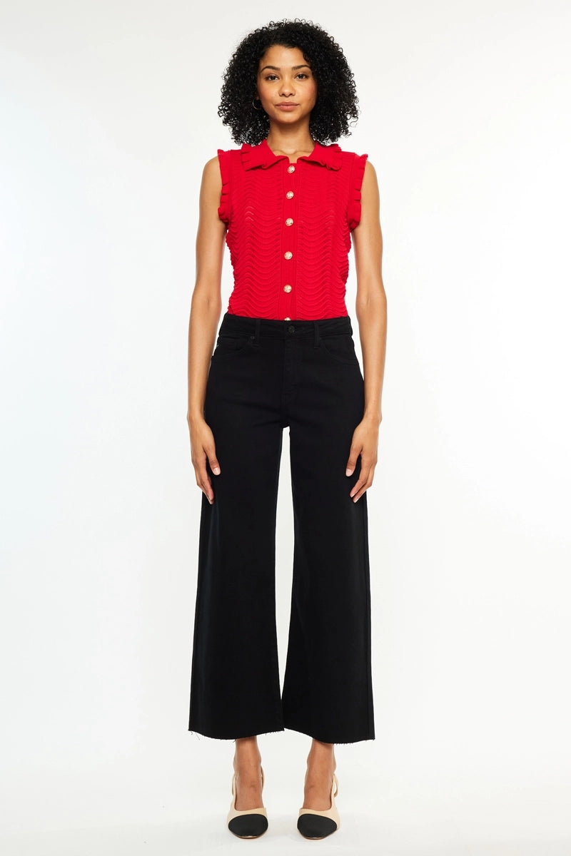 Eve Black HR Crop Wide Leg KanCan Jeans