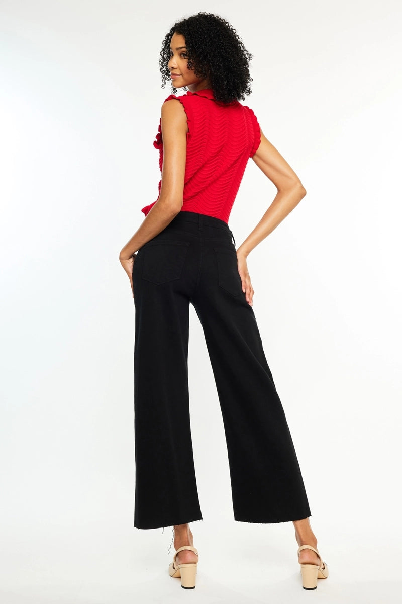 Eve Black HR Crop Wide Leg KanCan Jeans
