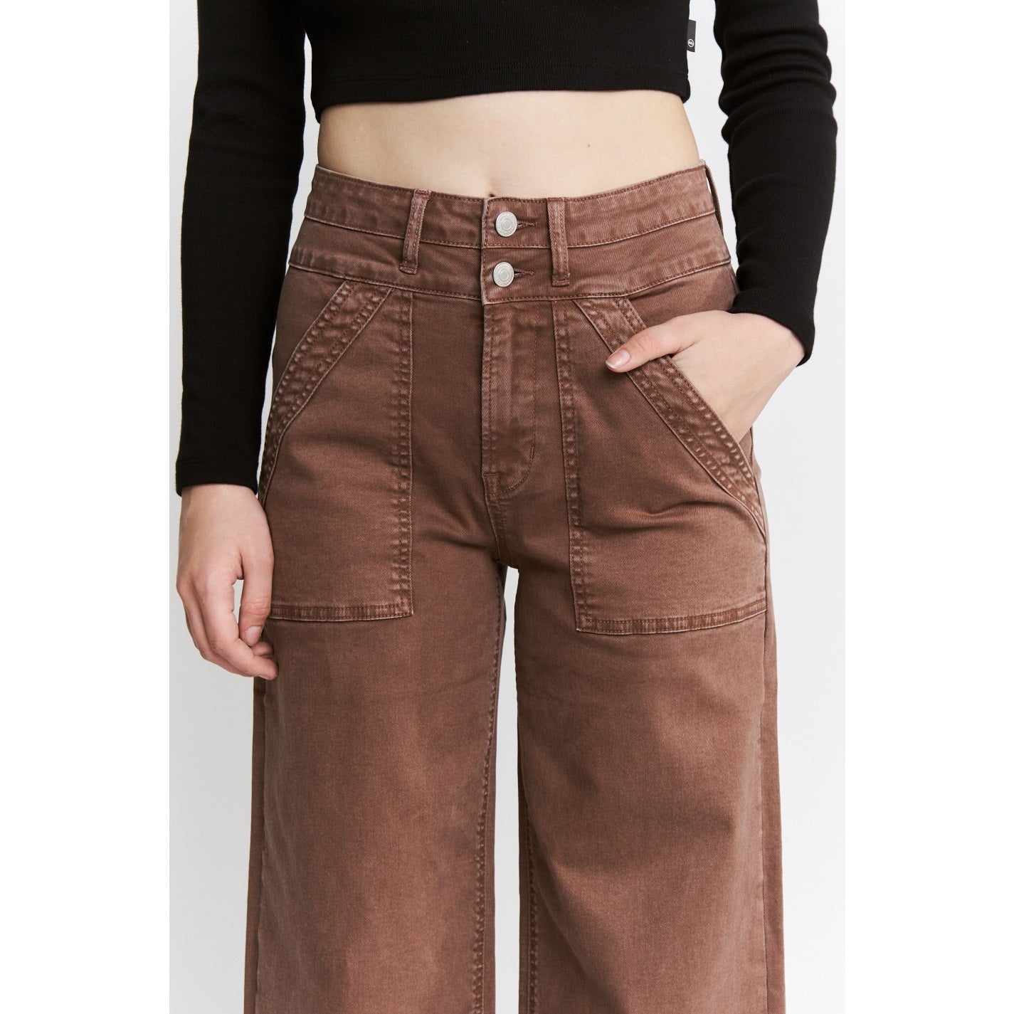 Cocoa Super High Double Waistband Wide Leg Mica Jeans