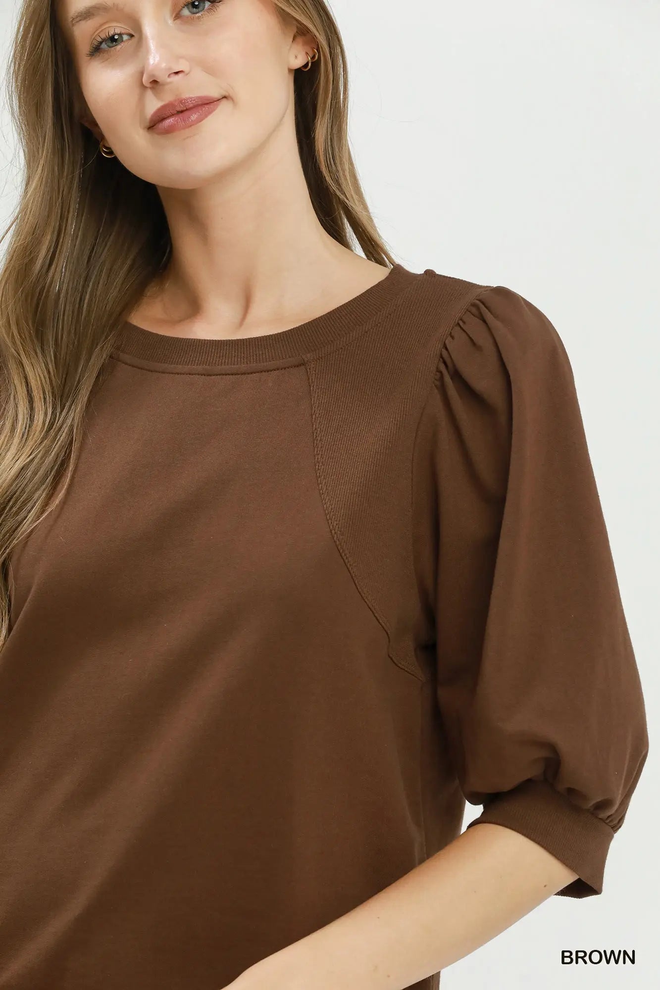 Casual Comfort Top: Brown