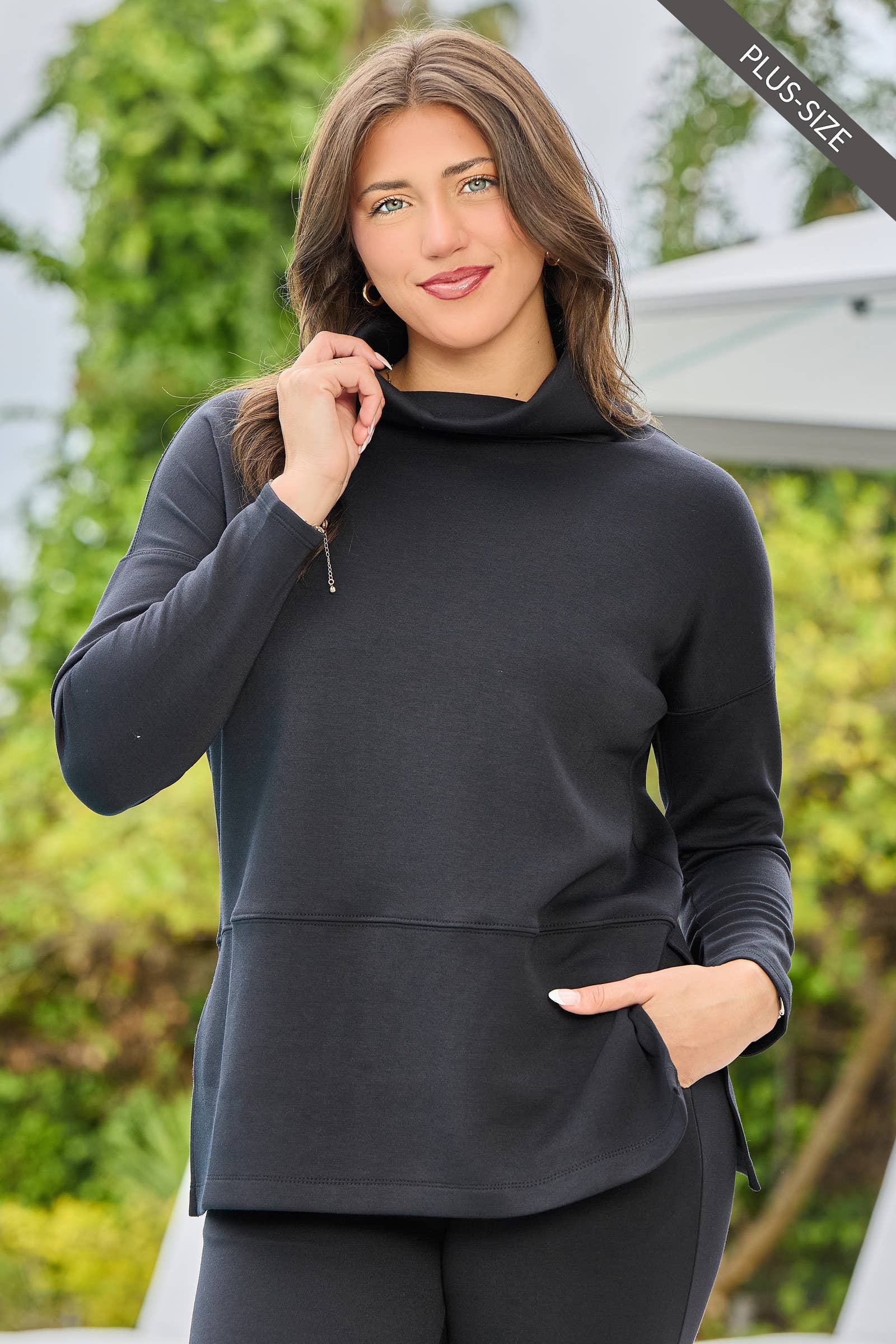 Cowl Neck Modal Tunic Top Sweatshirt Oh Grace Boutique