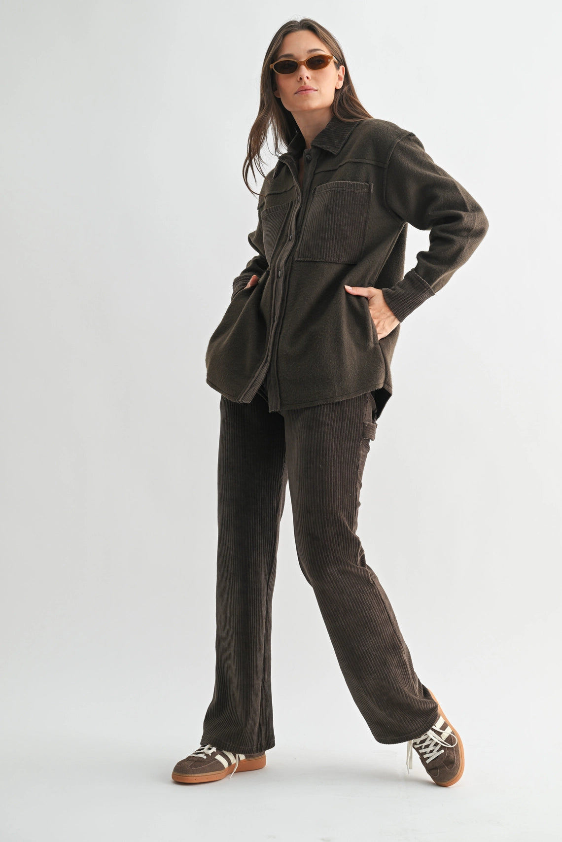 Terrainmix Corduroy & Fleece Shacket - Dark Olive