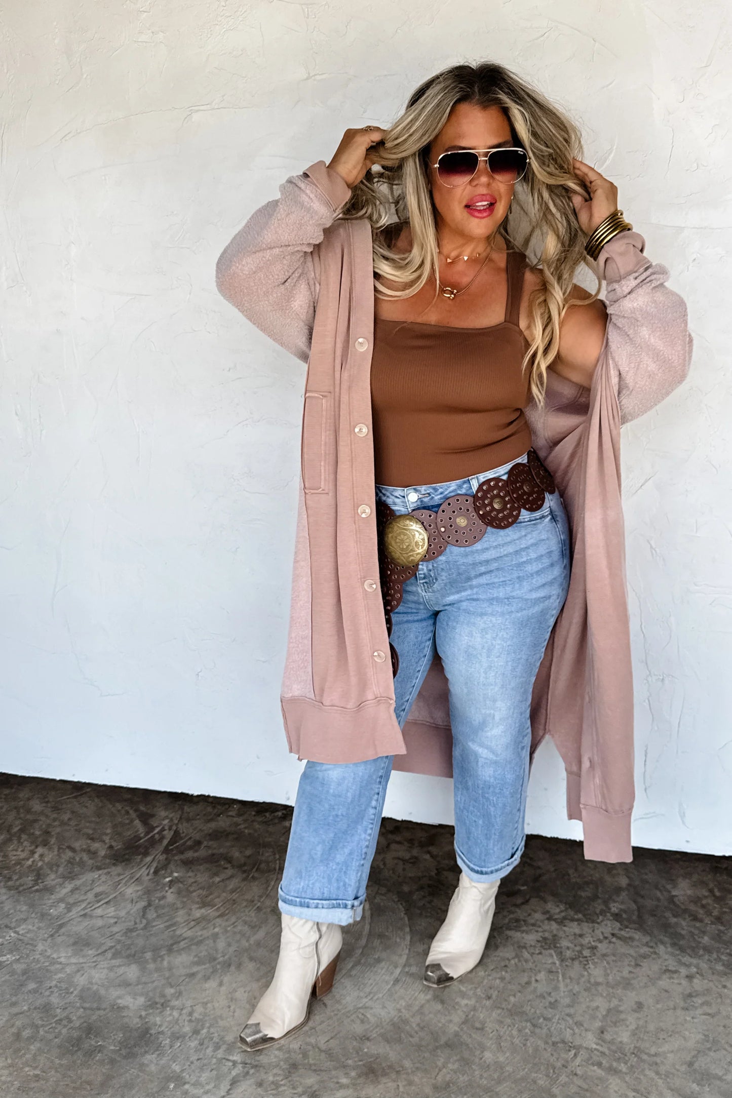 Desi Sweatshirt Cardigan - Taupe