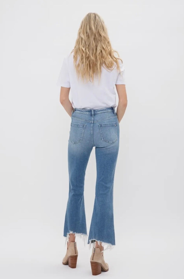 Moscato: HR Crop Flare W/ Uneven Hem