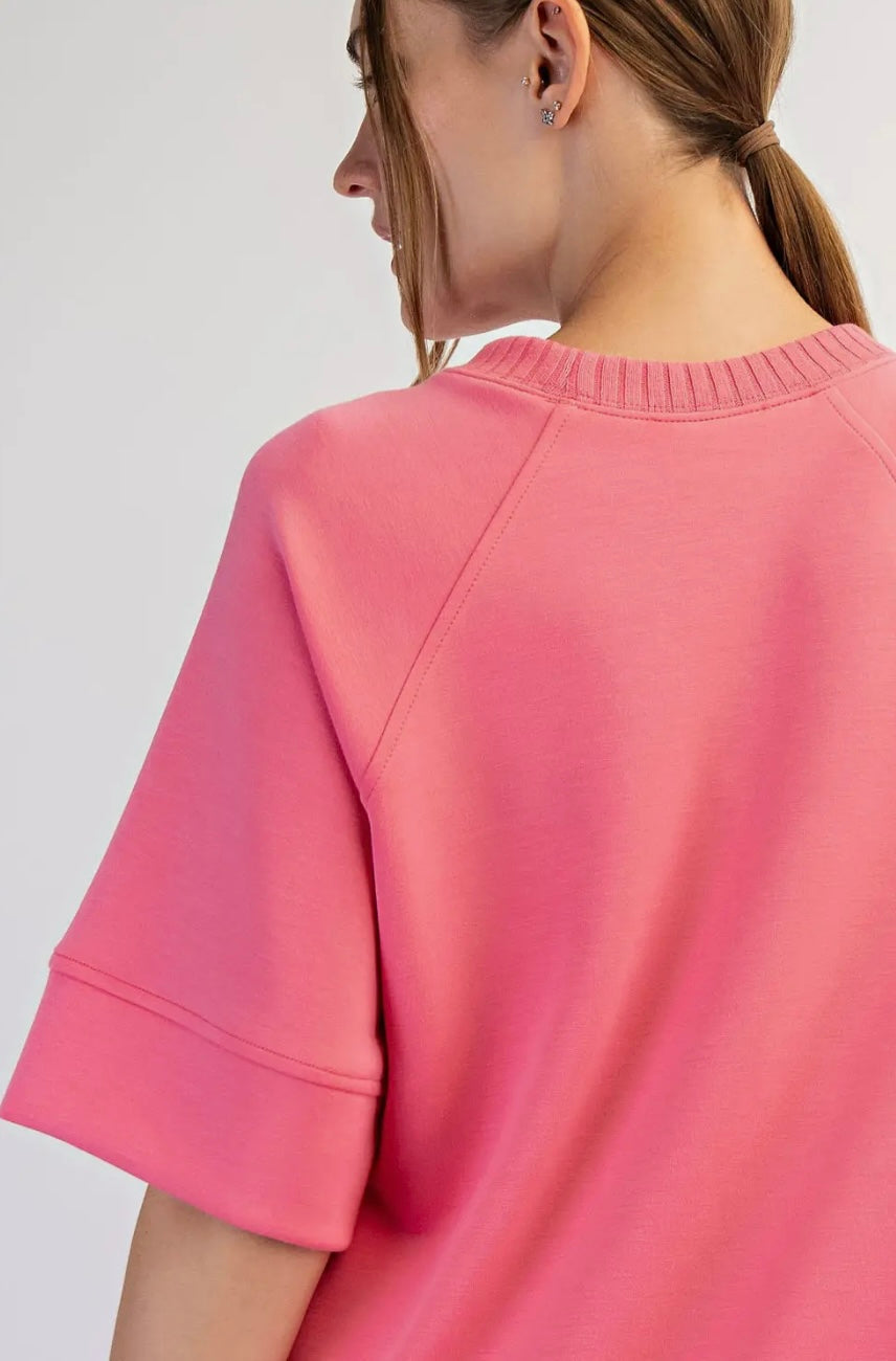 Modal Tee with Ribbed Sleeves