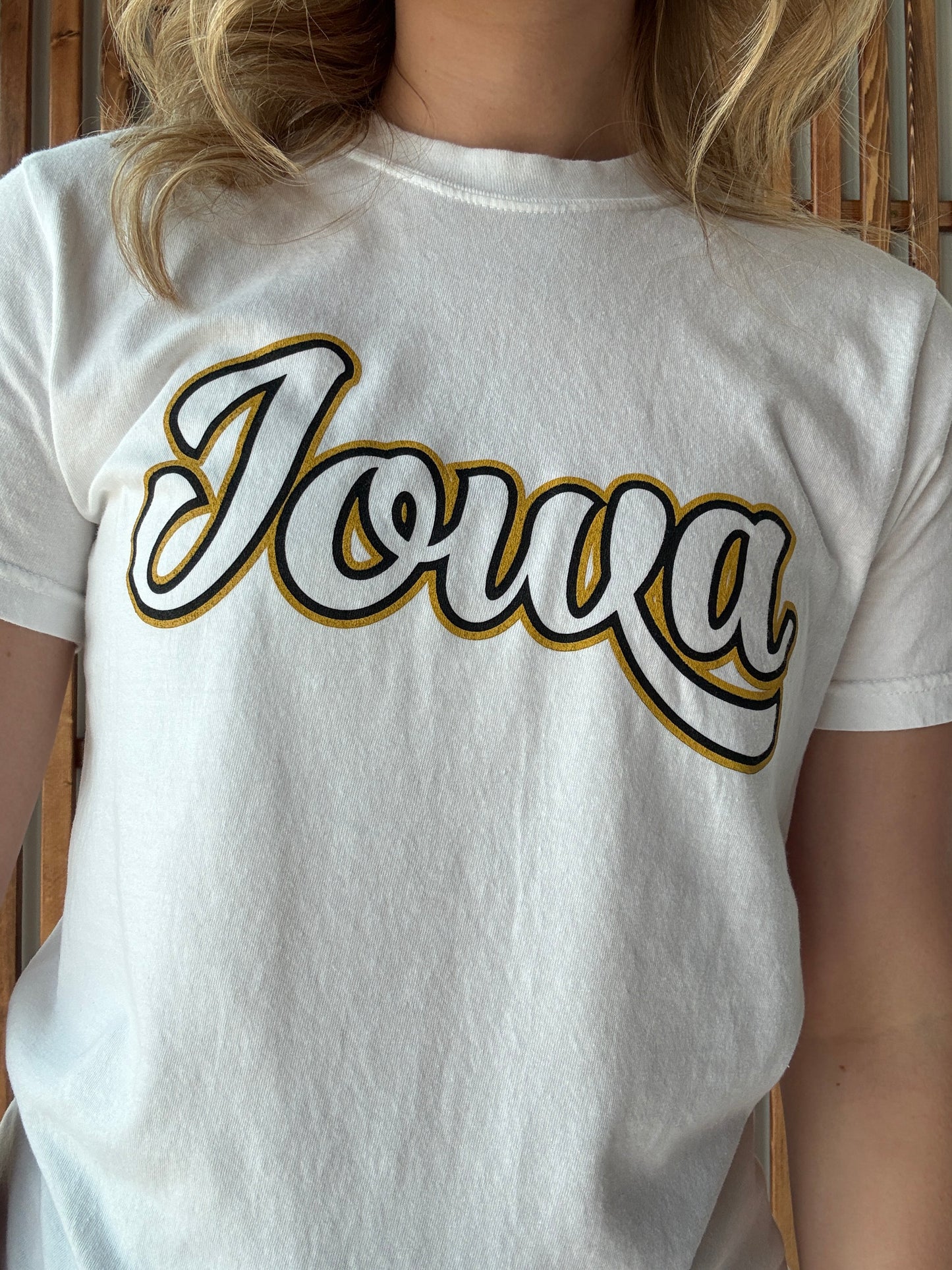 Double Layer Vintage Iowa T-Shirt: White