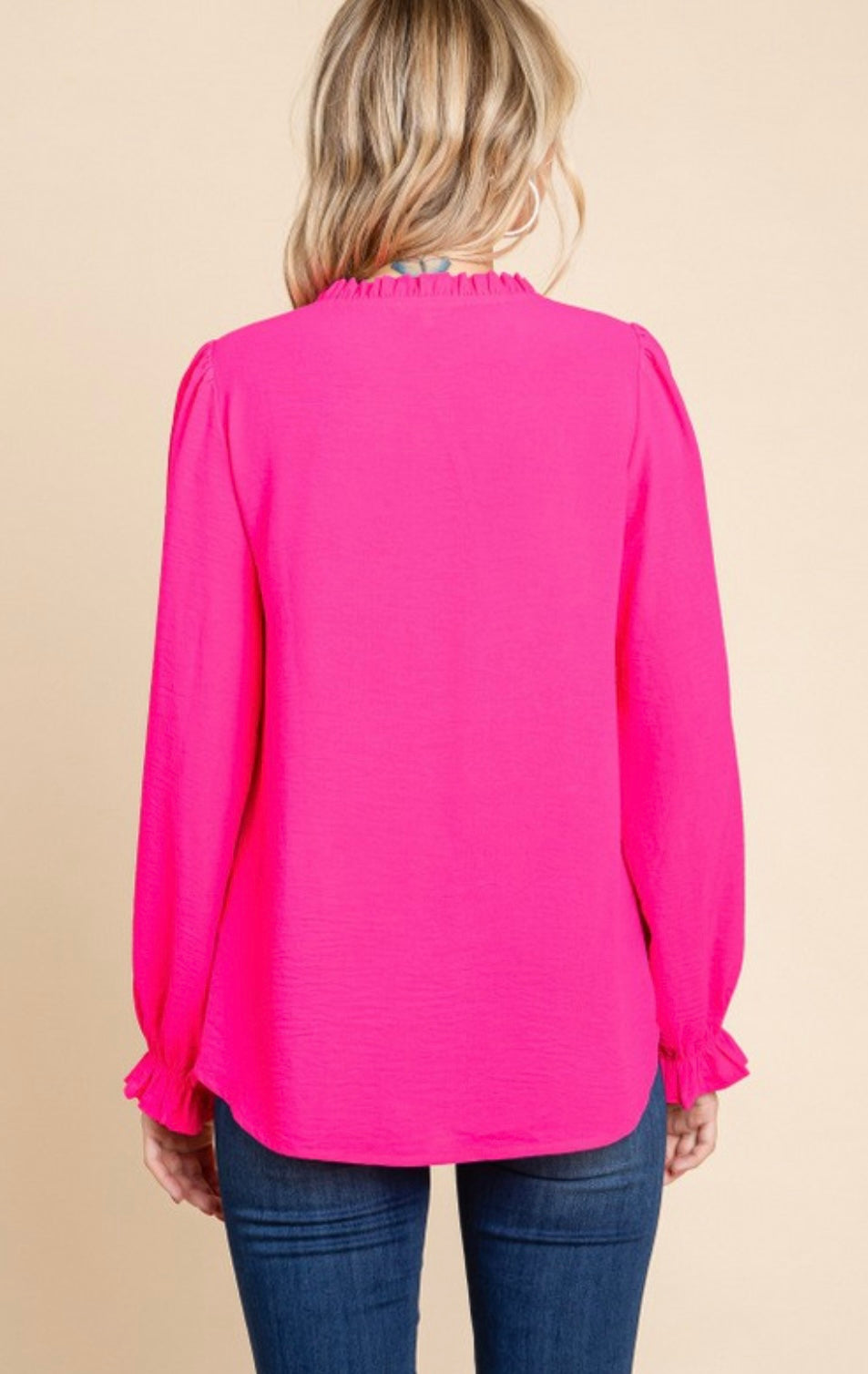 Hot Pink Ruffle Long SLeeve