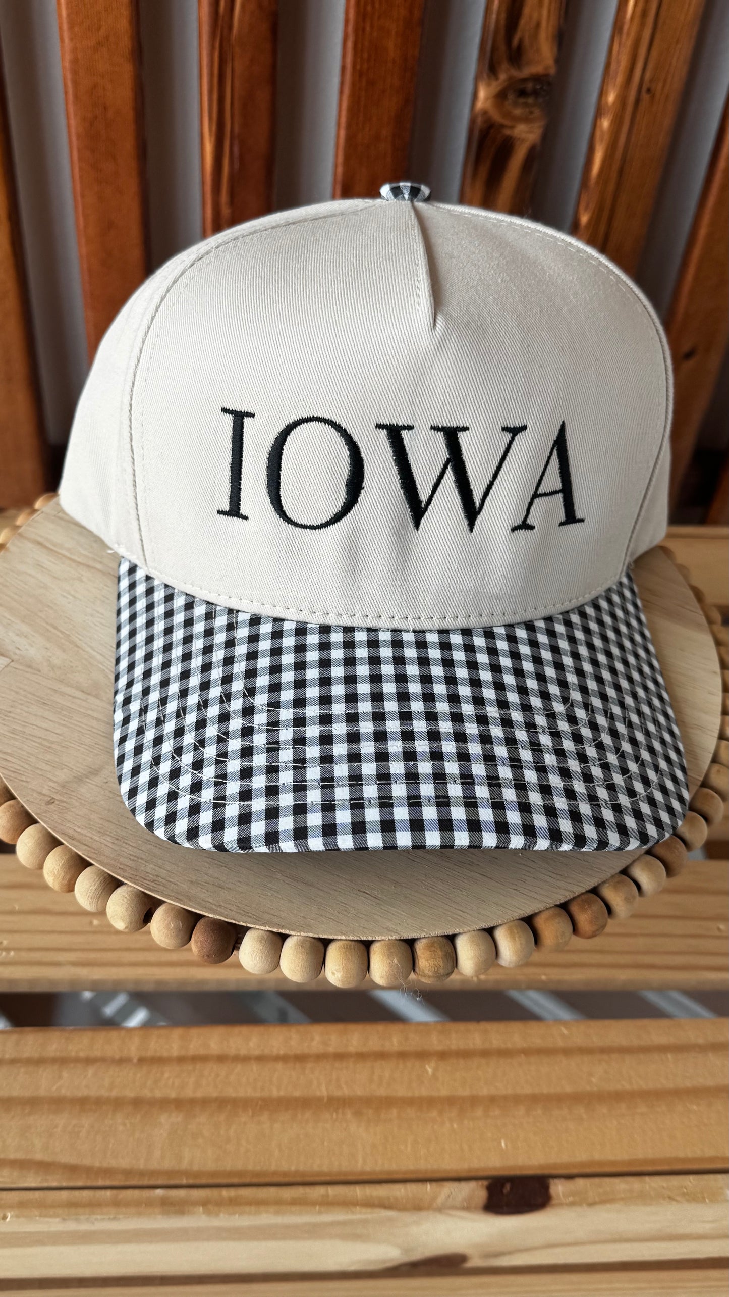 Iowa Hat: Gingham Check
