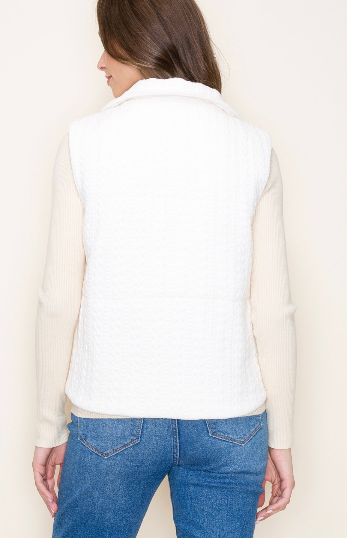 Cable Textured Vest - Cream