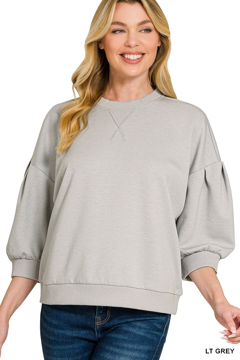 Scuba Dolman Sleeve Pullover - Light Grey
